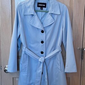 Lands' End Light Blue Women's Trench Coat with Belt